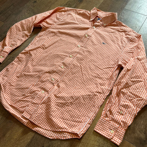 Men's Vineyard Vines Button Down Shirt Size M Orange Gingham - Picture 8 of 8